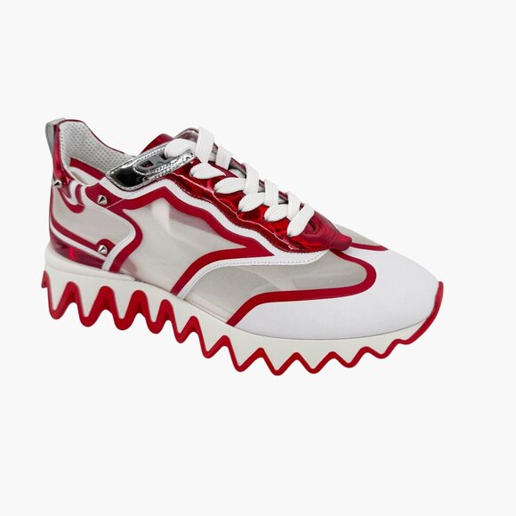 Christian Louboutin Sharkina White Mesh Red Sneakers Size 40 US 10 Women's 6917 - Picture 10 of 15